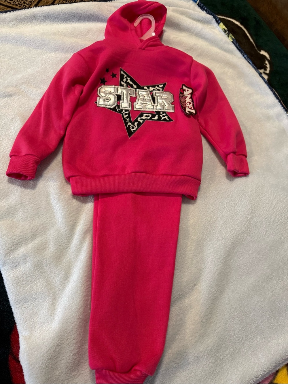 Angel Bright Pink Hoodie with Silver Star Accent